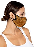 Modeansiktsmask / munskydd med guldskimrande strasstenar